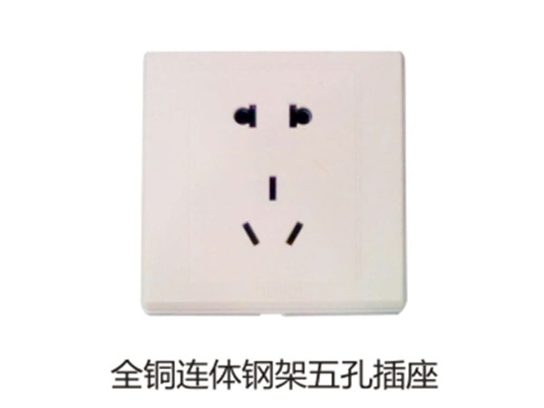 全铜连体钢架五孔插座