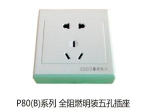 P80(B)系列全阻燃明装五孔插座